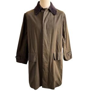 VTG Barbour A850 Classic 3/4 Coat Mens sz M Sage Green Brown 2000 Waxed Cotton